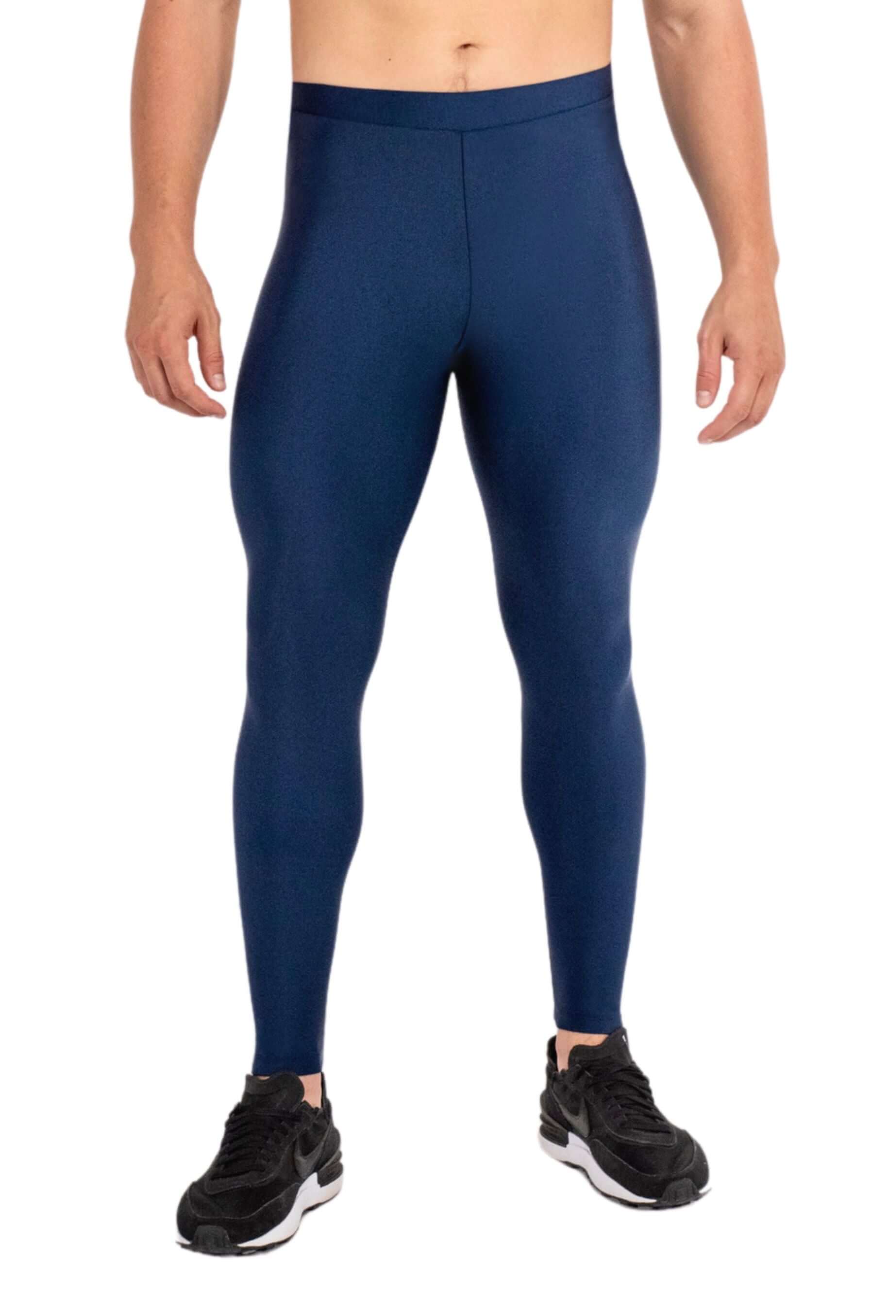 Navy Blue Mens Leggings Core Blue Men's Leggings Blue High Stretch
