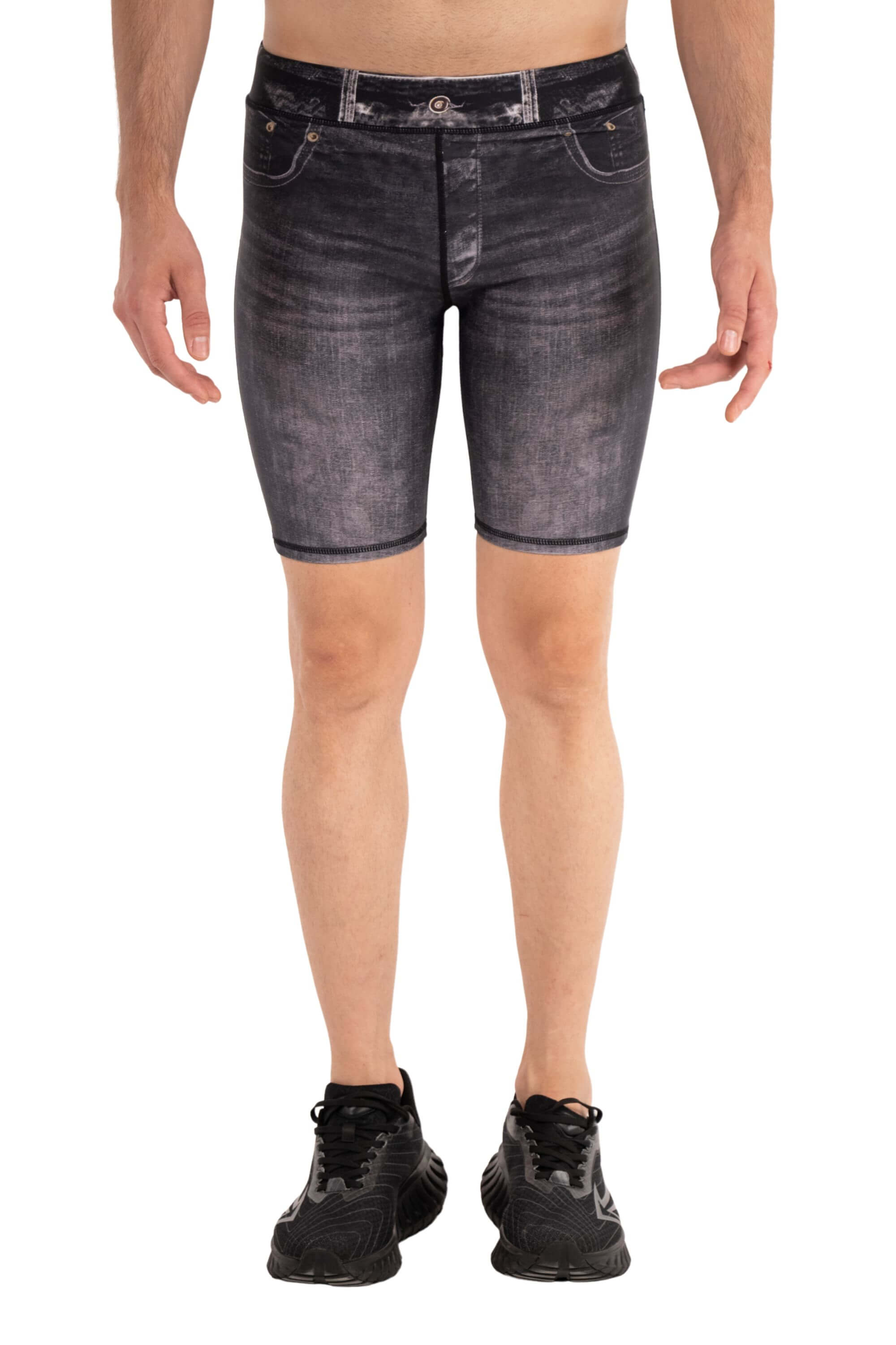 Black Denim Compression Shorts