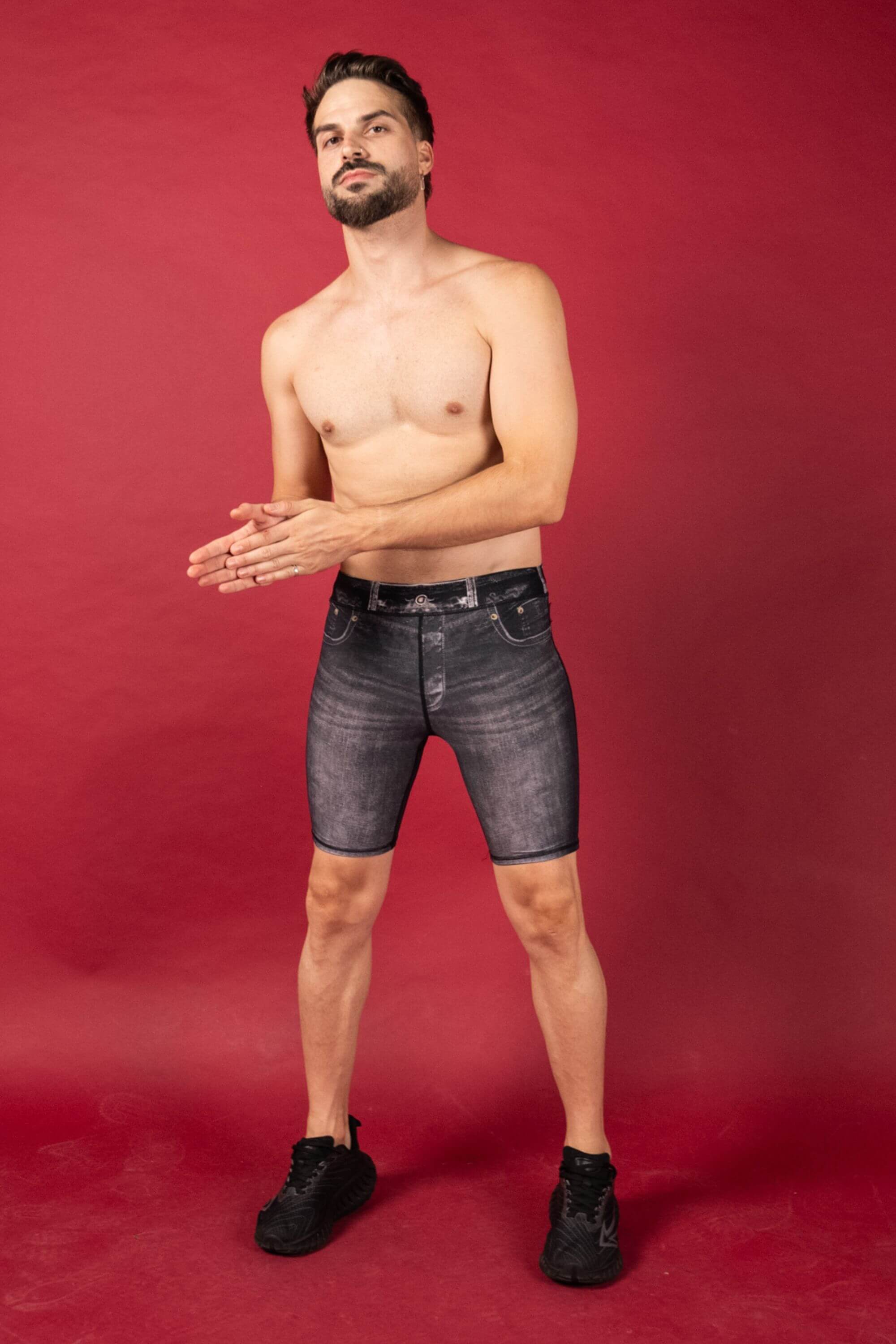 Black Denim Compression Shorts
