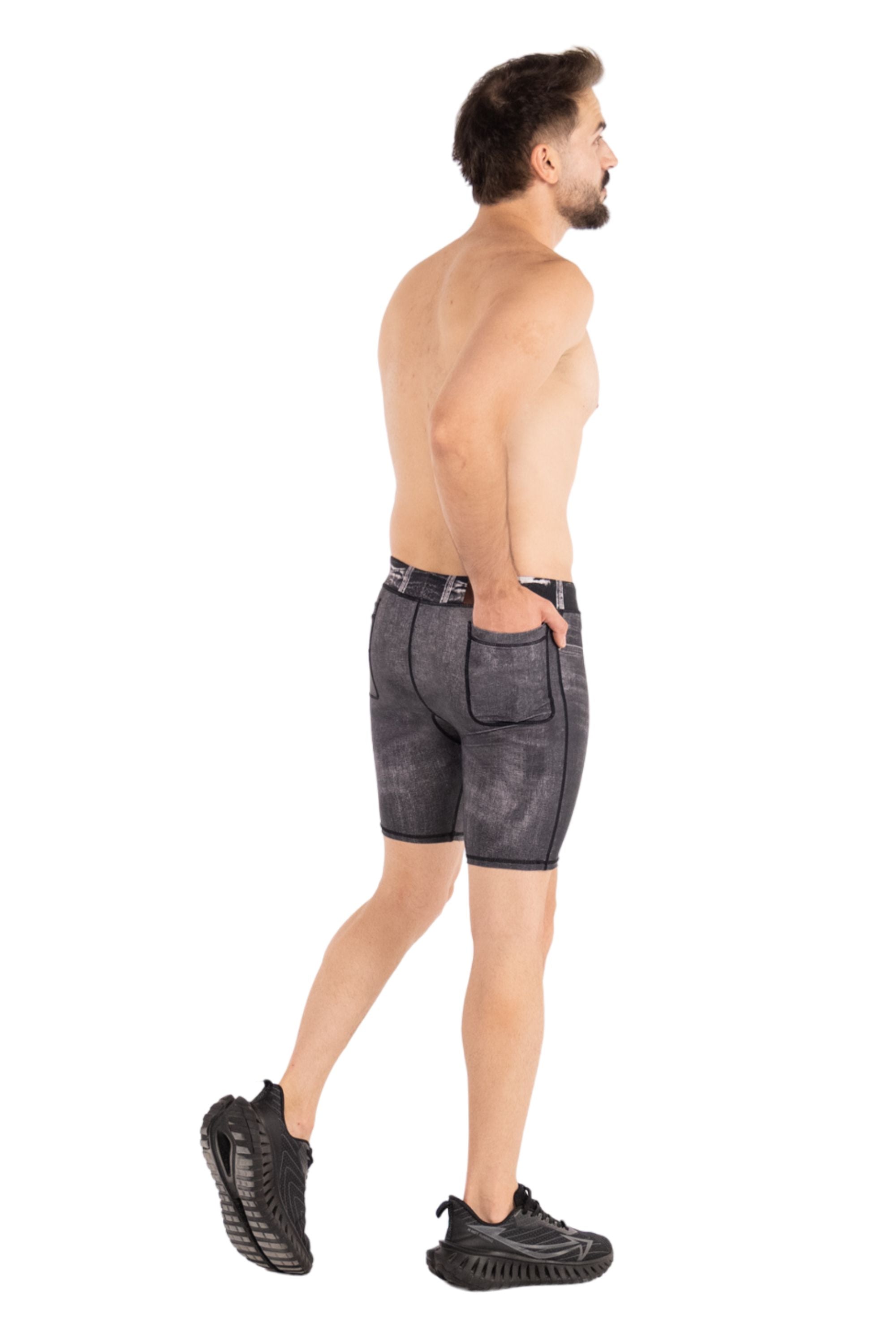 Black Denim Compression Shorts