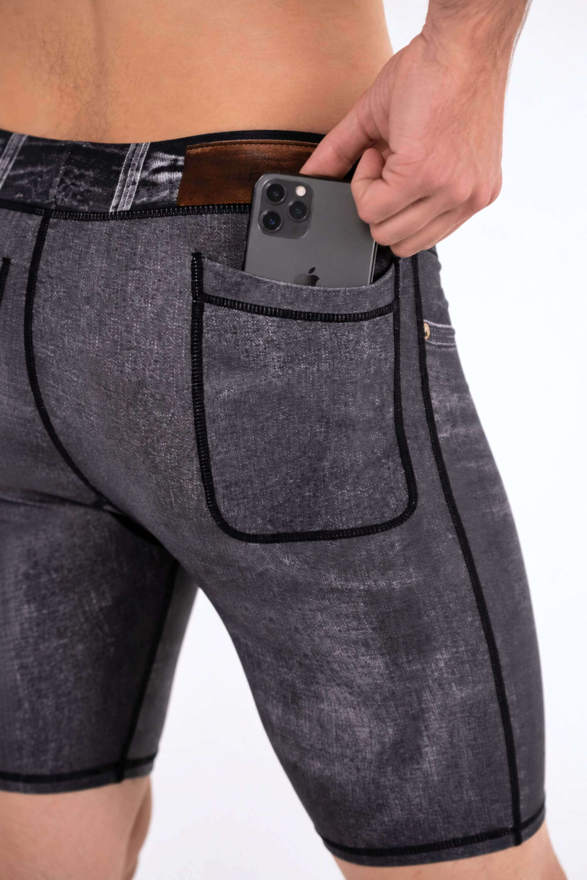 Black Denim Compression Shorts
