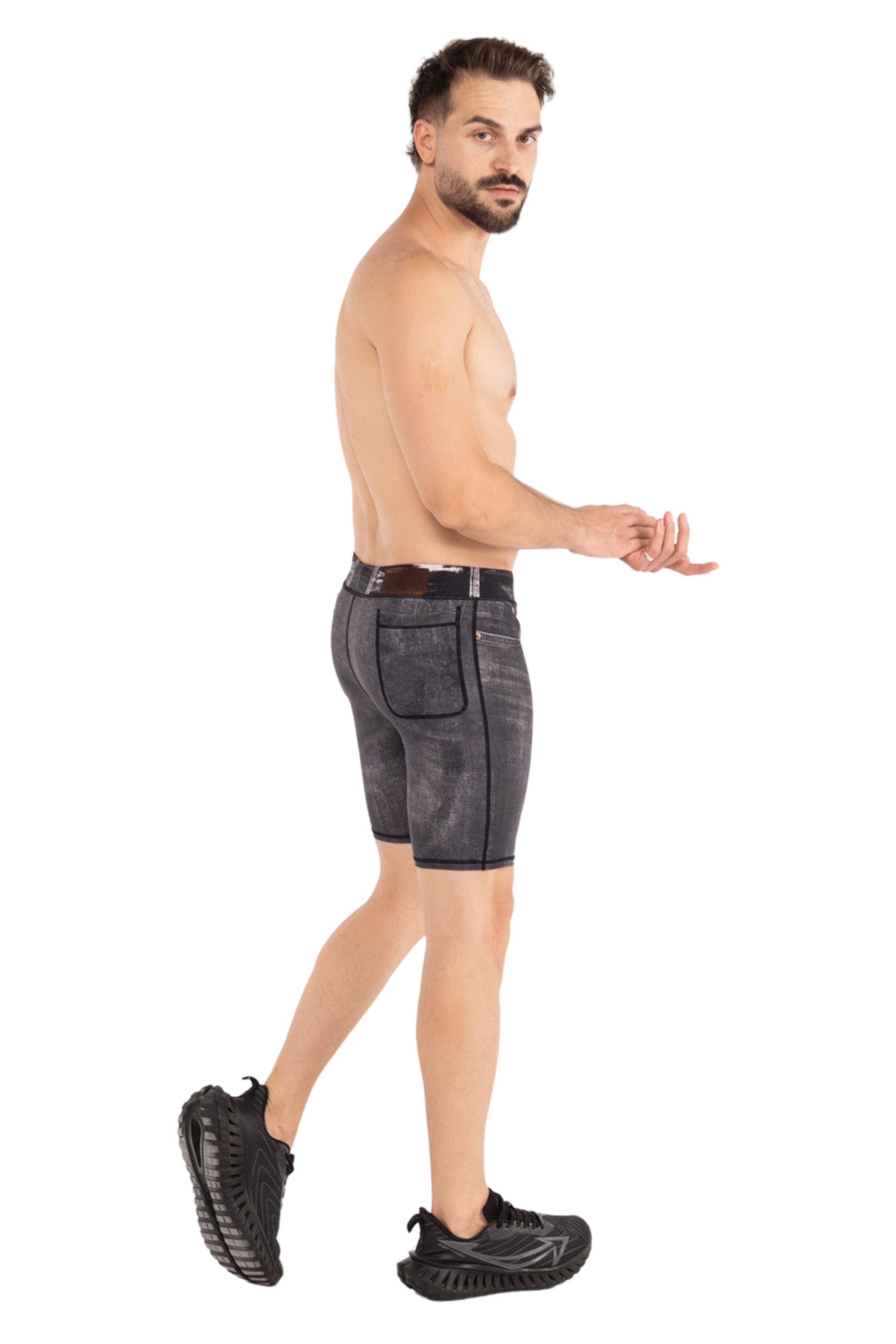 Black Denim Compression Shorts