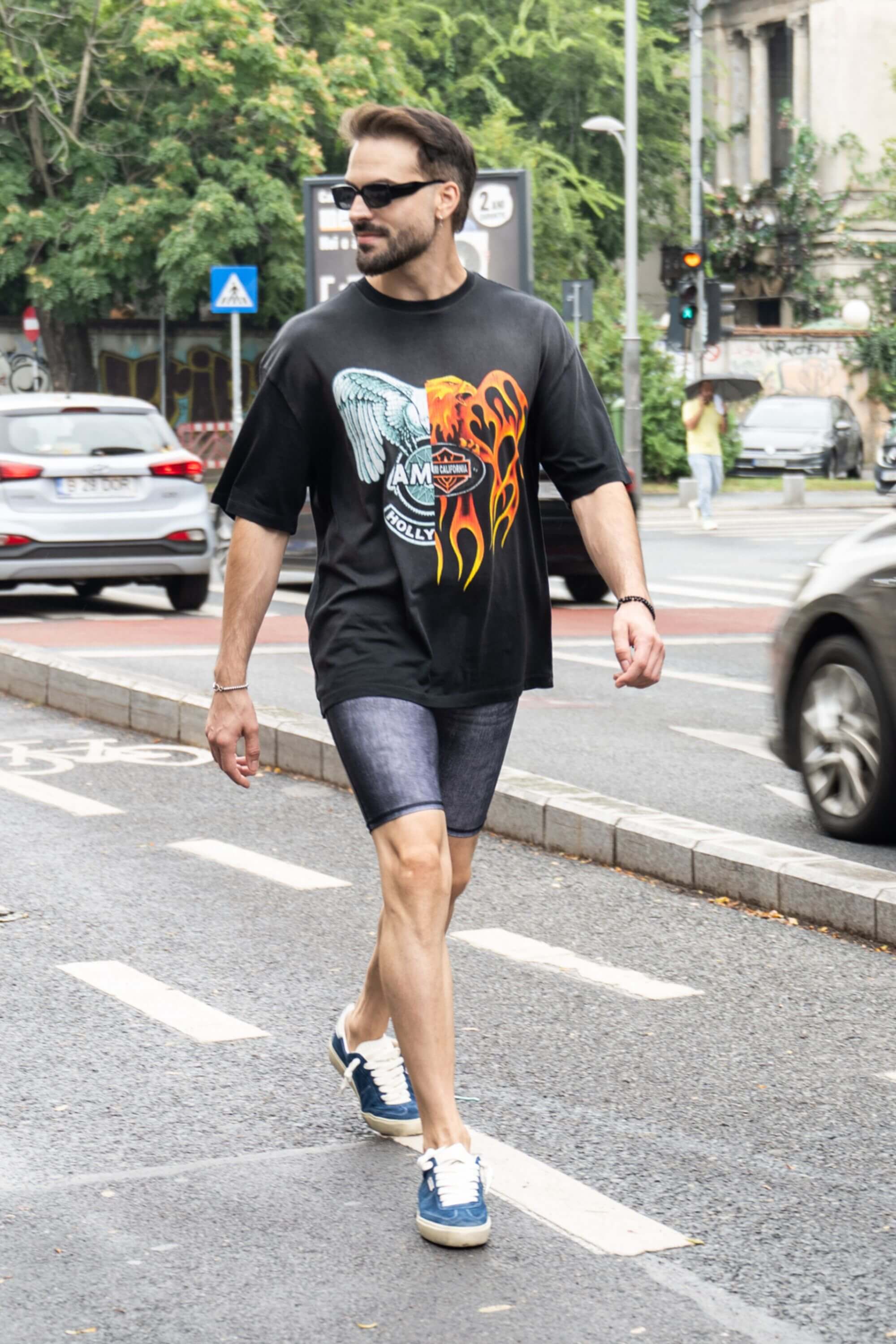 Black Denim Compression Shorts
