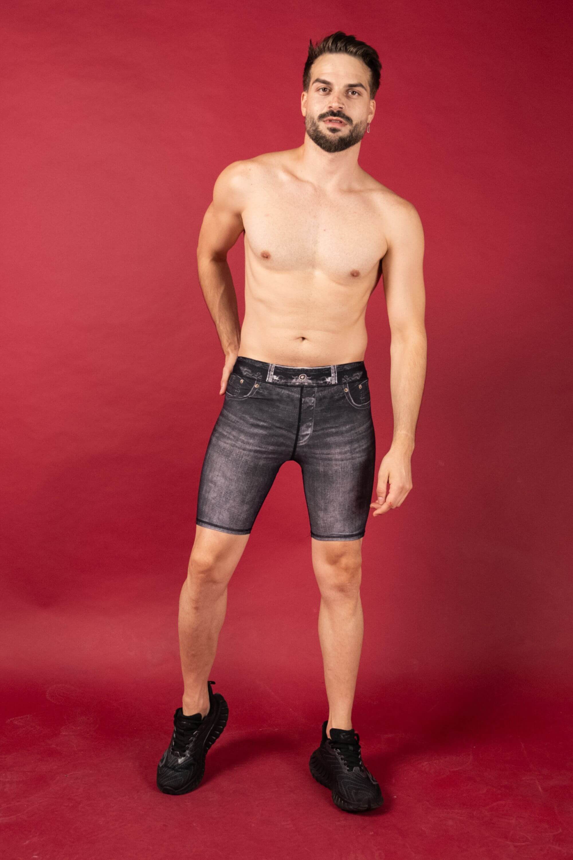 Black Denim Compression Shorts