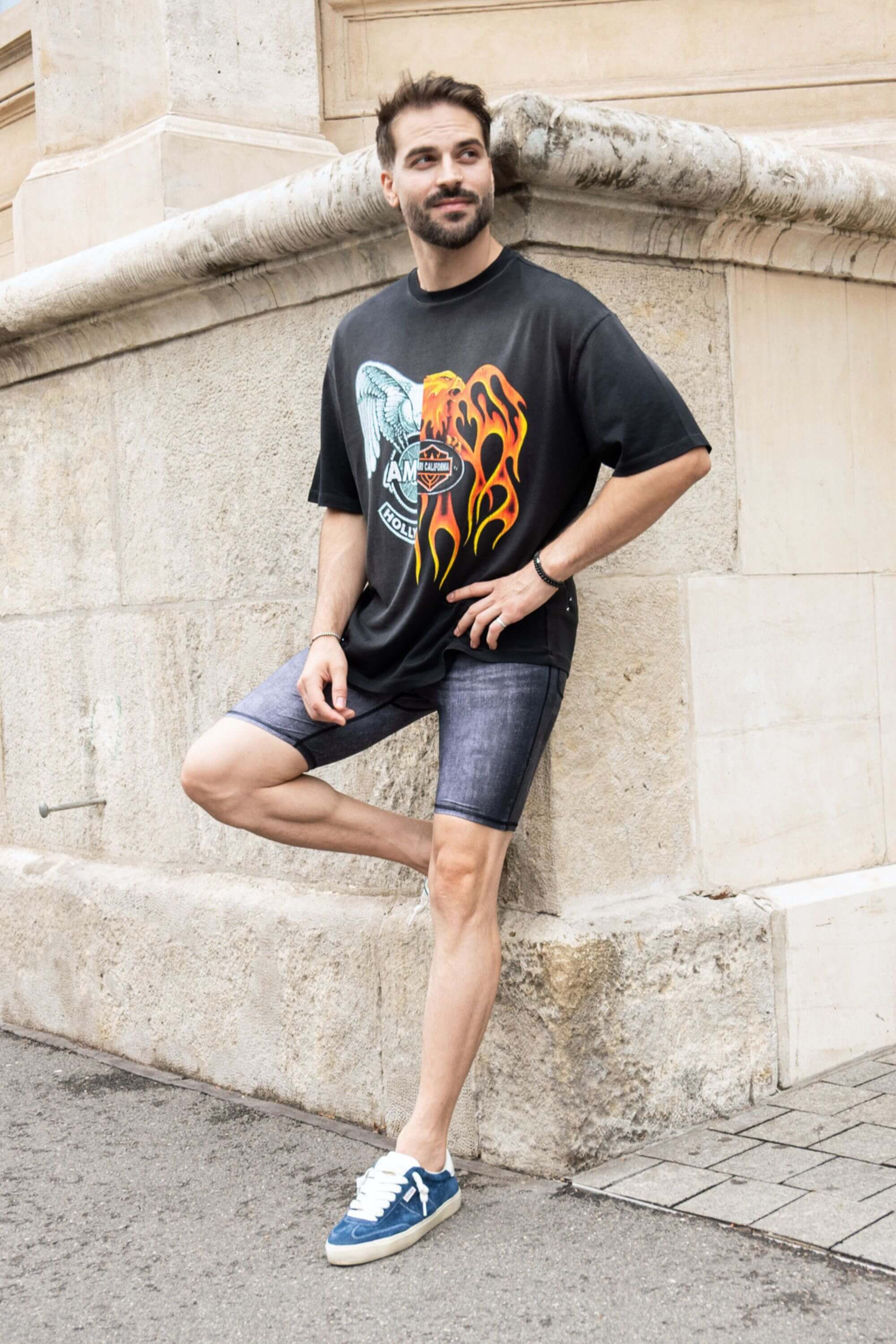 Black Denim Compression Shorts