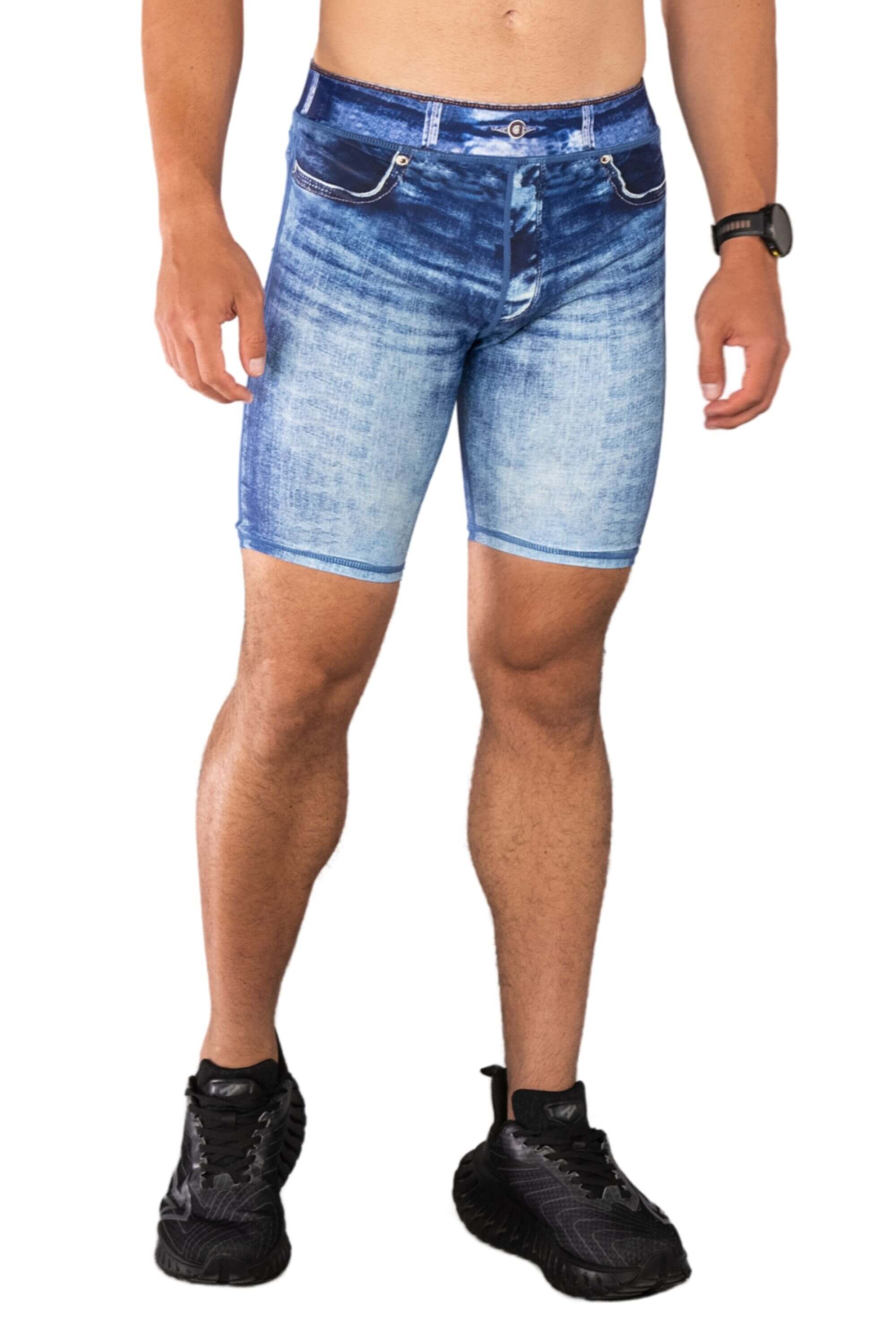 Blue Denim Compression Shorts