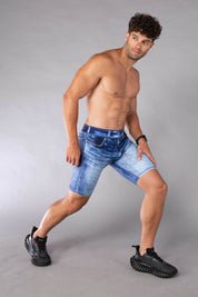 Blue Denim Compression Shorts