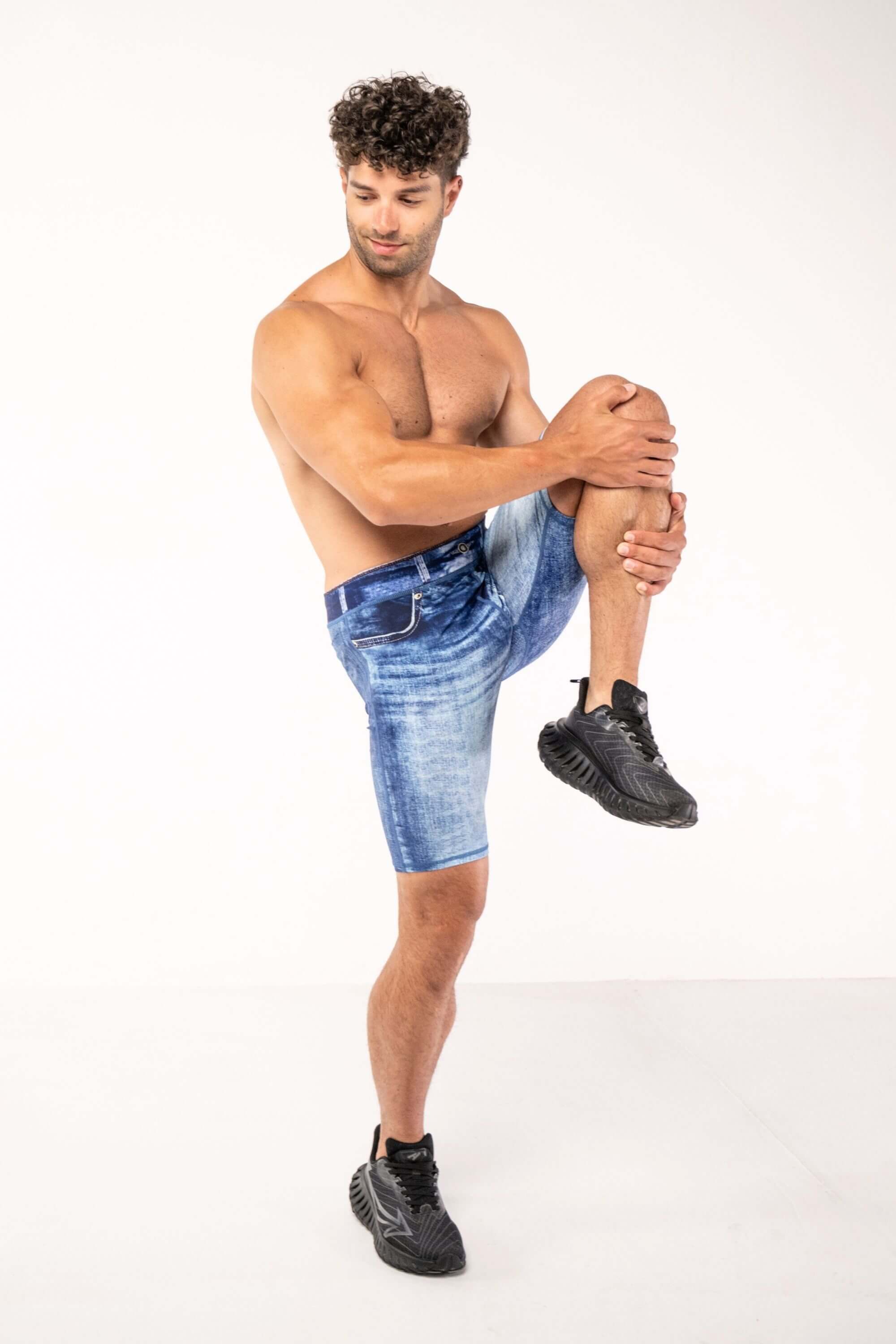Blue Denim Compression Shorts