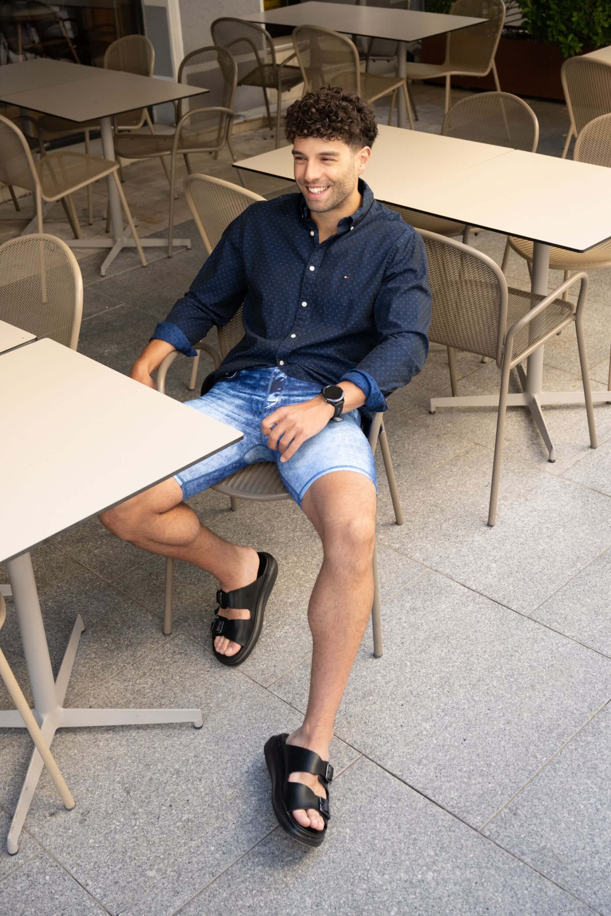 Blue Denim Compression Shorts