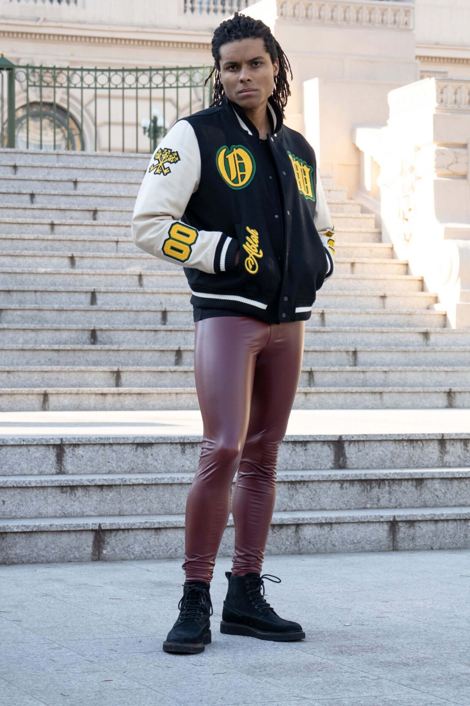 Bordeaux Faux Leather Meggings
