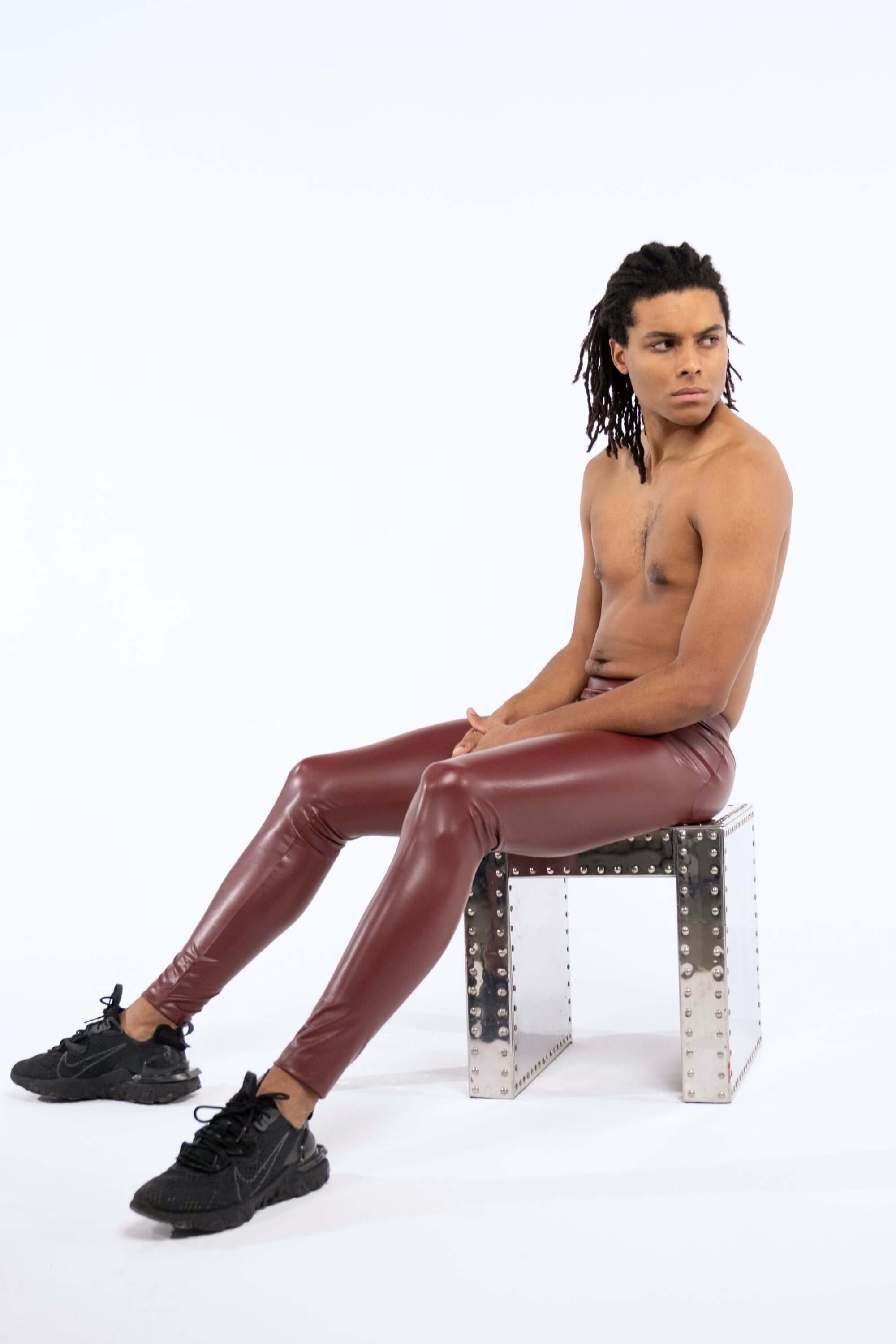 Bordeaux Faux Leather Meggings