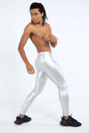 Man wearing Oslo Faux Leather Leggings side angle