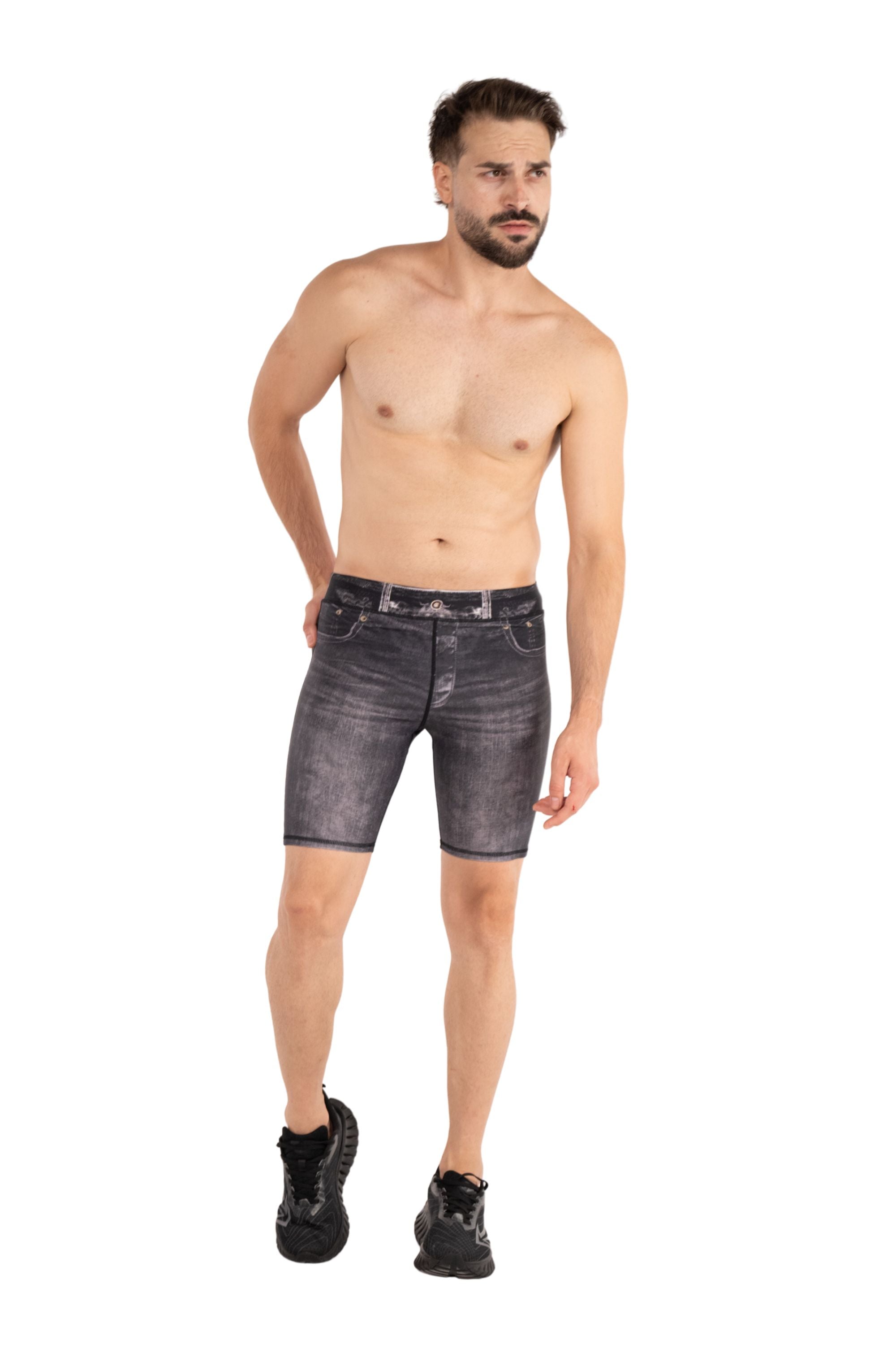 Black Denim Compression Shorts
