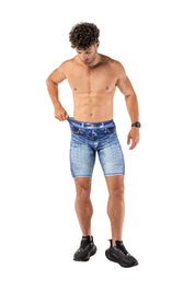 Blue Denim Compression Shorts