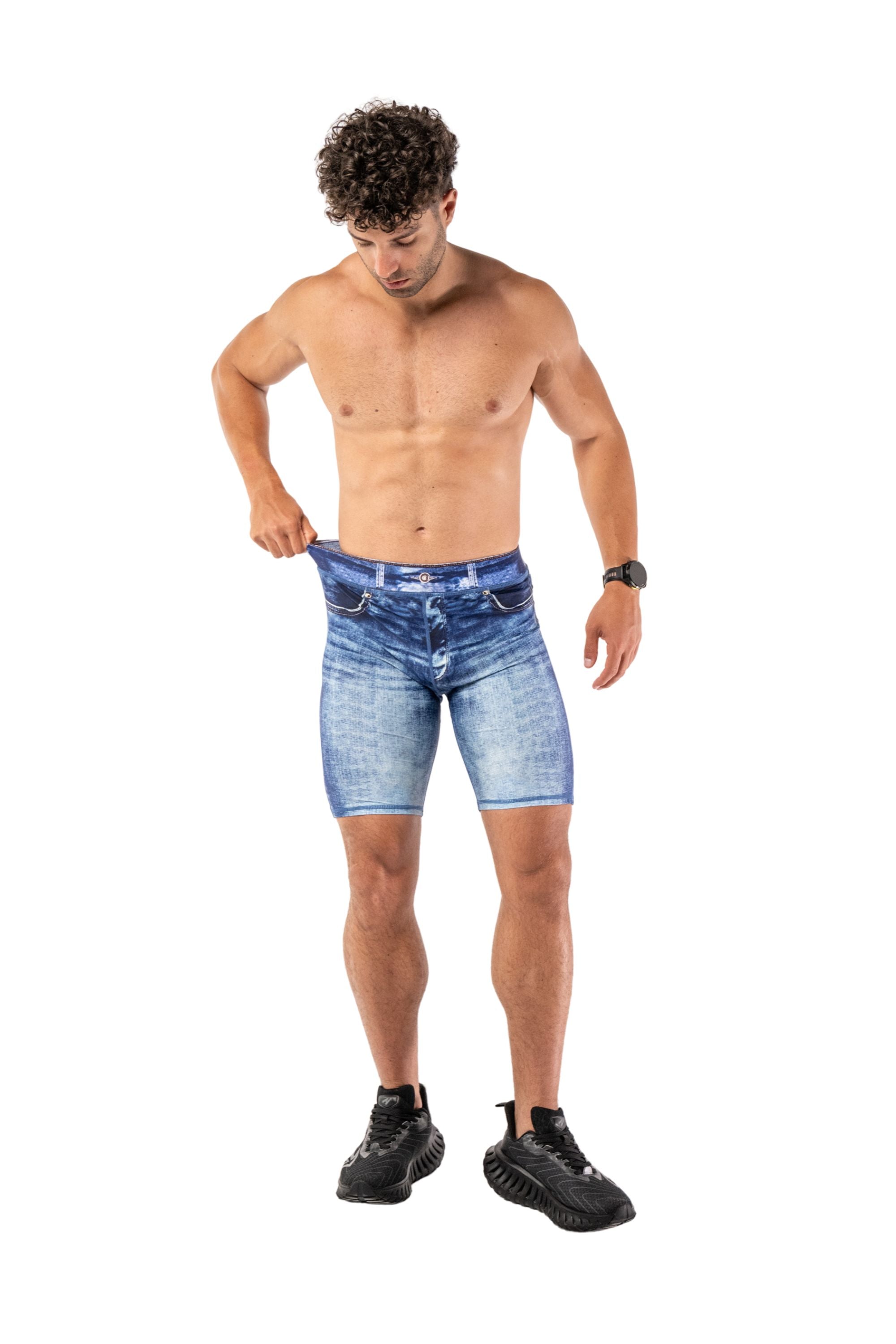 Blue Denim Compression Shorts