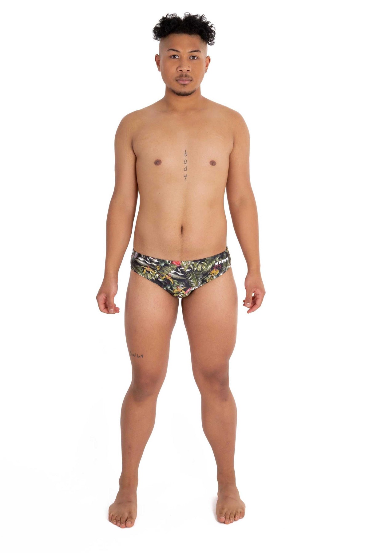 Bermies Men's Von Brief Swim Briefs Jungle Print sz M NWOT Shark