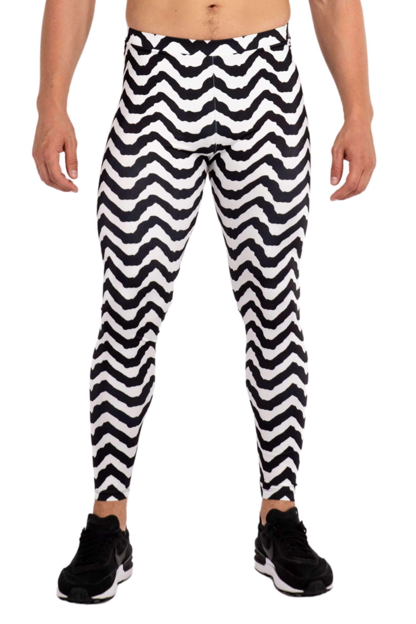 Soundwave Men's Leggings | Black & White | Kapow Meggings